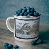 Dinosaurs - The Age of Reptiles Vintage Postage Stamp Enamel Camping Mug