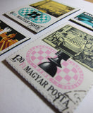 Chess Recycled Postage Stamp Magnet Set #J73