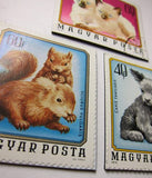 Baby Animals Recycled Postage Stamp Magnet Set #77