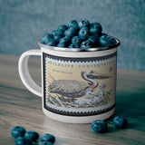Brown Pelican Vintage Postage Stamp Enamel Camping Mug