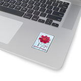 Red Flower Stamp Sticker