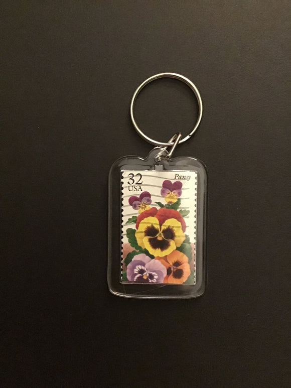 Pansy Flower Keychain
