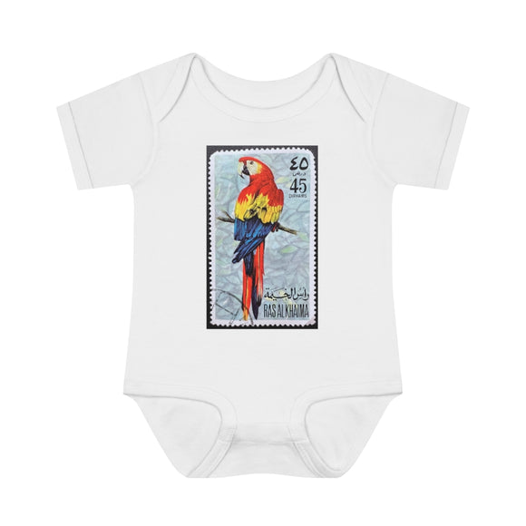 Parrot Bird Stamp Baby Onesie