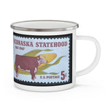 Nebraska State Vintage Postage Stamp Enamel Camping Mug