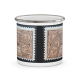 Indian Centennial 1948 Vintage Postage Stamp Enamel Camping Mug
