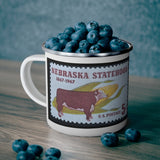 Nebraska State Vintage Postage Stamp Enamel Camping Mug