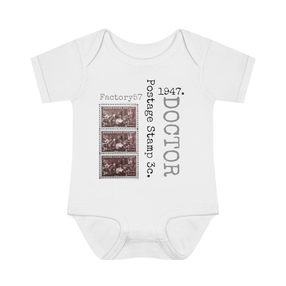 Doctor 1947 Postage Stamp - Infant Baby Rib Bodysuit 0M - 24Mo