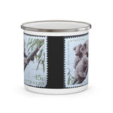 Koala Bear and Baby Cub - Australia Vintage Postage Stamp Enamel Camping Mug