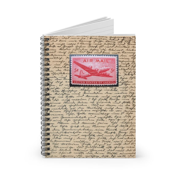 Airmail Plane Stamp Spiral Notebook
