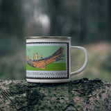 Haida Ceremonial Canoe Vintage Postage Stamp Enamel Camping Mug