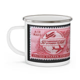Air Mail Flight Vintage Postage Stamp Enamel Camping Mug