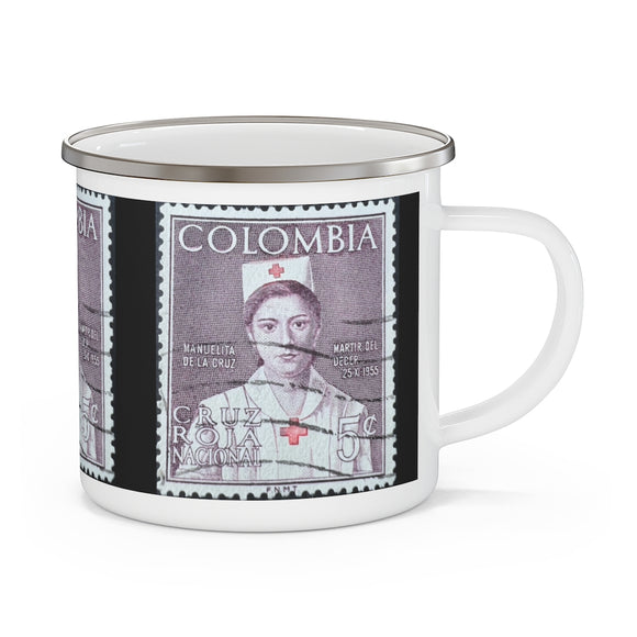 RN Nurse Columbia Vintage Postage Stamp Enamel Camping Mug