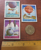 Hot Air Balloon Recycled Postage Stamp Magnet Set #116