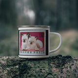 Kitten Vintage Postage Stamp Enamel Camping Mug