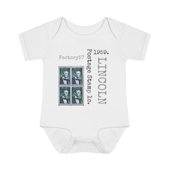 Lincoln 1959 Postage Stamp - Infant Baby Rib Bodysuit 0M - 24Mo