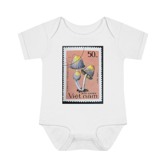Mushroom Stamp Baby Onesie