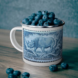 Blue Rhino Vintage Postage Stamp Enamel Camping Mug