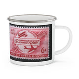 Air Mail Flight Vintage Postage Stamp Enamel Camping Mug