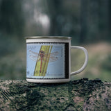 Dragonfly Insect Vintage Postage Stamp Enamel Camping Mug