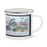 Dinosaurs - The Age of Reptiles Vintage Postage Stamp Enamel Camping Mug