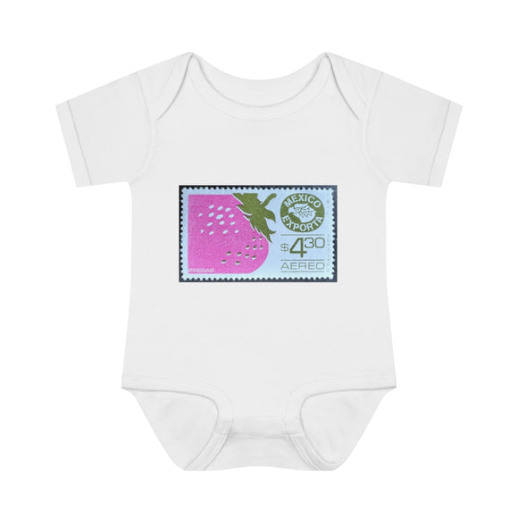 Strawberry Stamp Baby Onesie