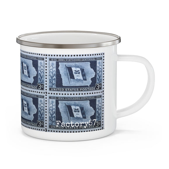 Iowa State 1946 Stamp Enamel Mug