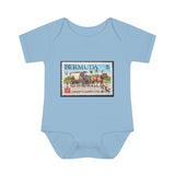 Horse & Carriage Bermuda Stamp Baby Onesie