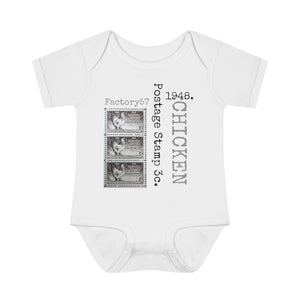 Chicken, Poultry 1948 Postage Stamp - Infant Baby Rib Bodysuit 0M - 24Mo