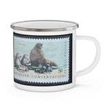 Fur Seal Vintage Postage Stamp Enamel Camping Mug