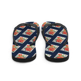 Rose on Blue Flip Flops