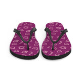 Maroon Flower Print Flip Flops