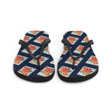 Rose on Blue Flip Flops