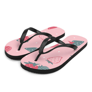 Strawberry Art Print Flip Flops