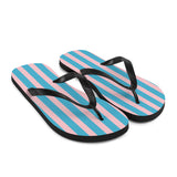 Blue and Pink Stripe Print Flip Flops