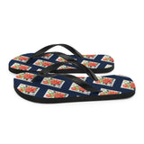 Rose on Blue Flip Flops