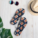 Rose on Blue Flip Flops