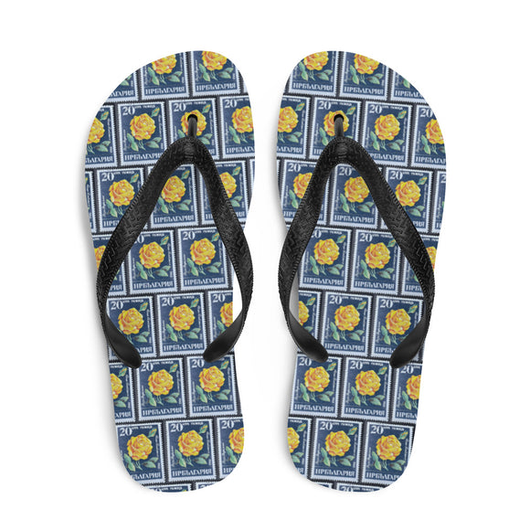 Yellow Rose Flower Flip Flops