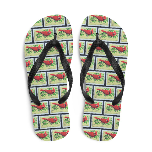 Cardinal Bird Flip Flops