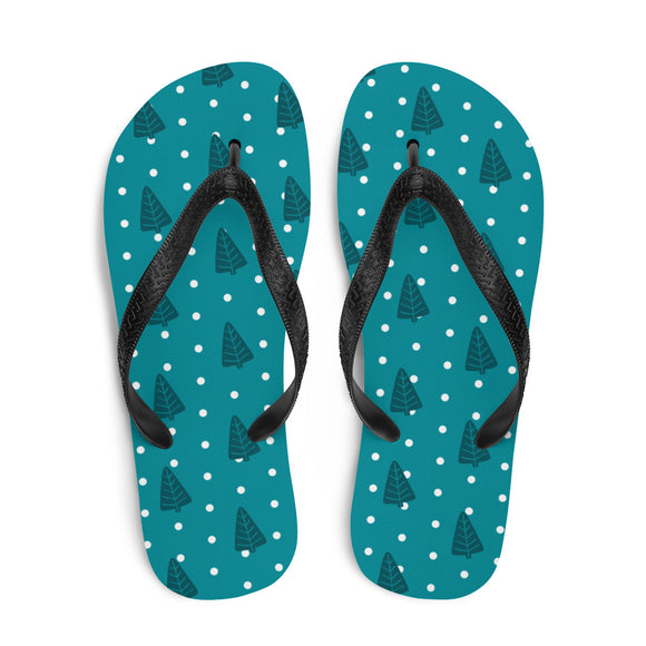 Leaf & Dot Print Flip Flops