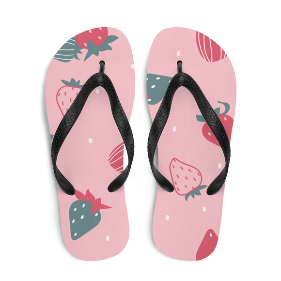 Strawberry Art Print Flip Flops