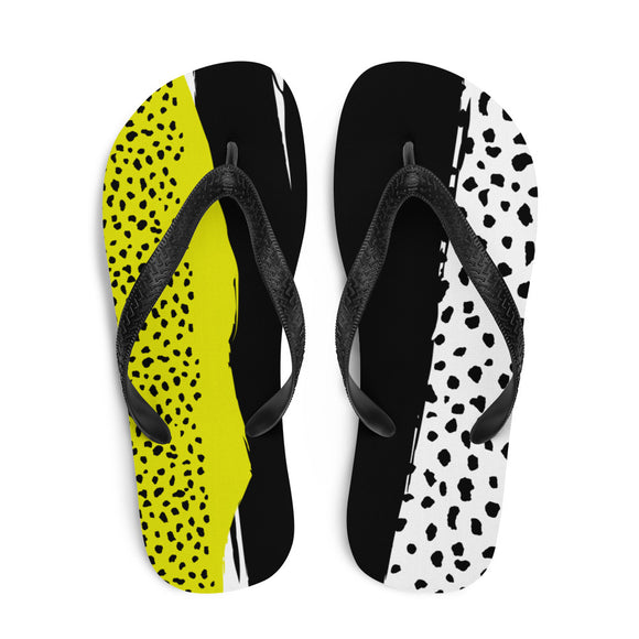 Freckled Gold And Black Print Flip-Flops