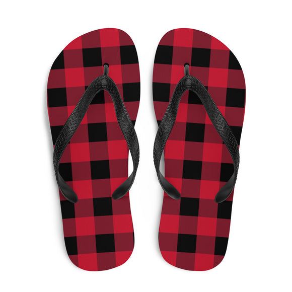 Buffalo Plaid Print Flip Flops