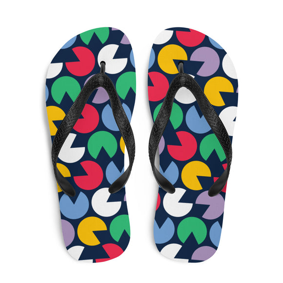 Slice out Circles Print Flip Flops