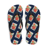 Rose on Blue Flip Flops