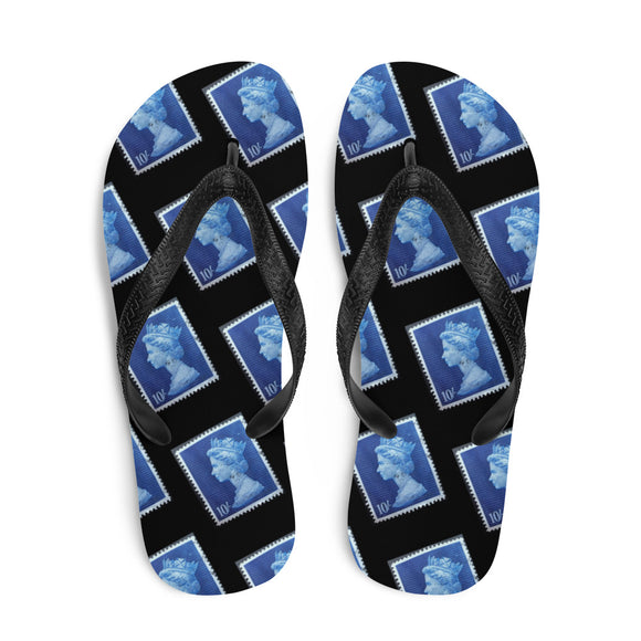 Queen Blue Stamp Flip Flops