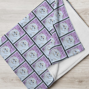 White Persian Cat Stamp Blanket