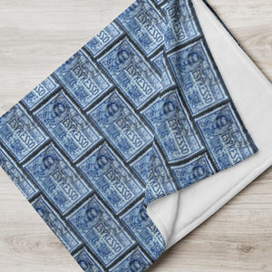 Espresso Blue Stamp Blanket