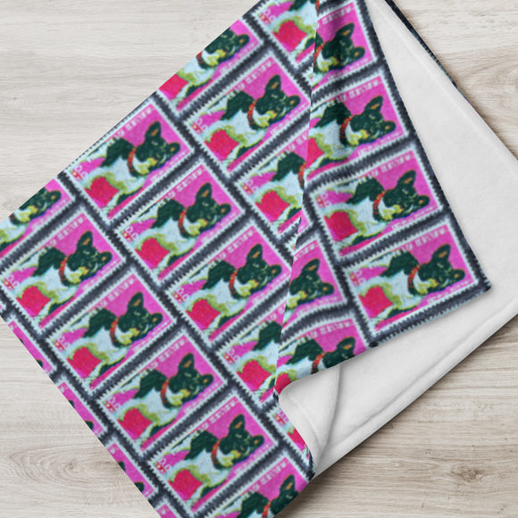 French Bull Dog Stamp Blanket