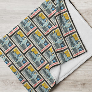 Man on the Moon Space Stamp Blanket